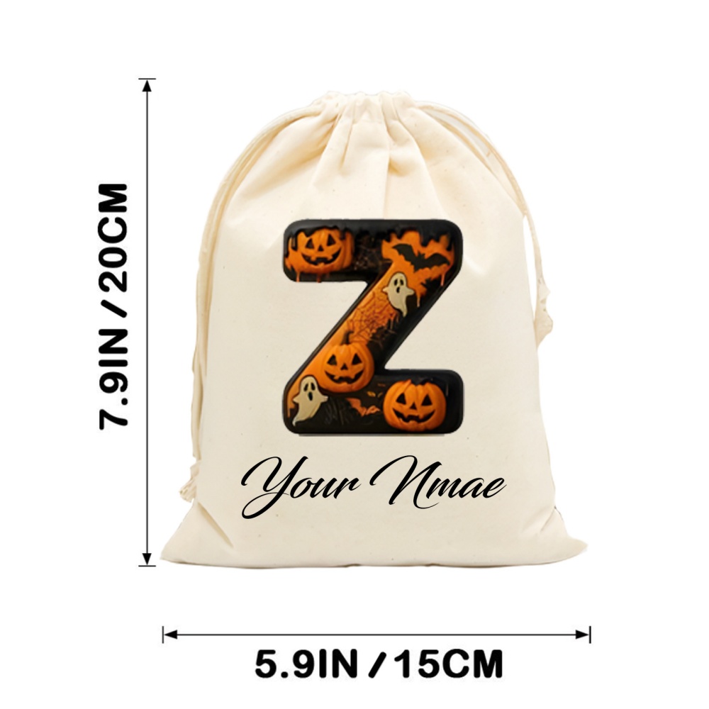 パーソナライズされたカスタム名イニシャル文字ハロウィン巾着ポ - Food Snacks Name のレビューと価格